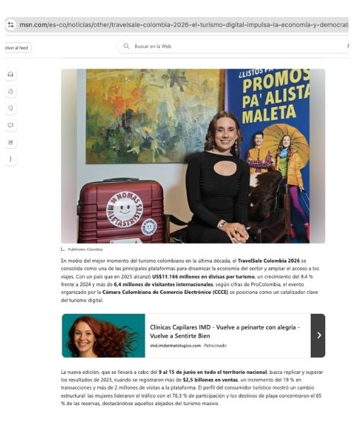 Cobertura de Travel Sale en MSN Colombia